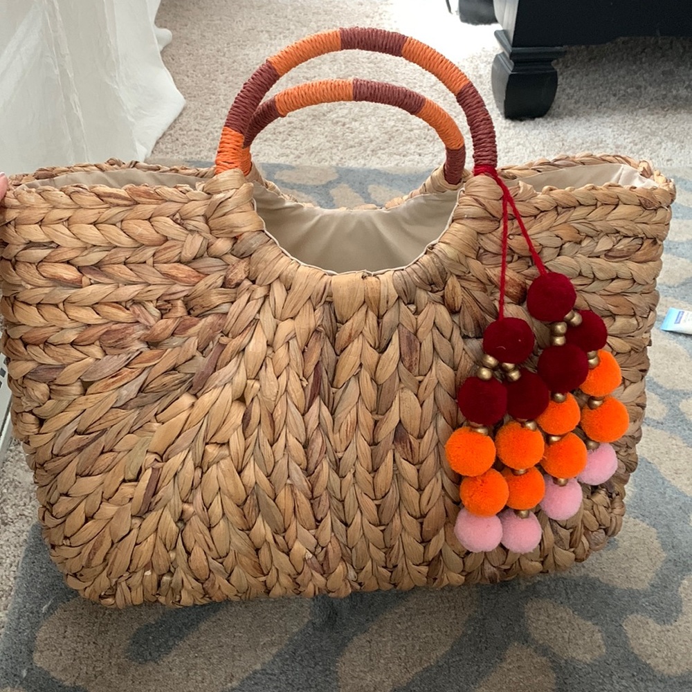 A New Day raffia beach tote bag